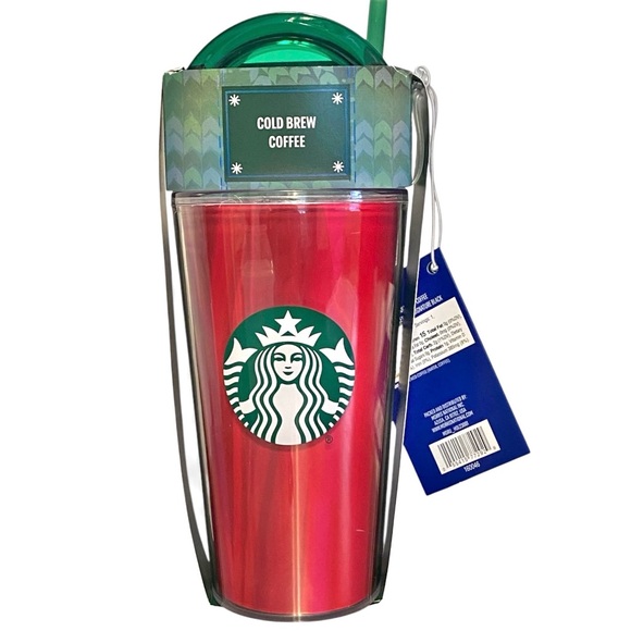 STARBUCKS ☆ Cold Brew Gift Set ☆ 16 oz Red Acrylic Tumbler w/ Straw - Picture 1 of 3